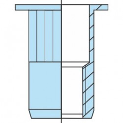 Cylindrical blind rivet nut with flat head